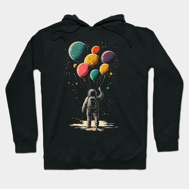 Astronaut Holding Planet Balloons Astrology Astronaut Suit Mars Space Travel Saturn Earth Stars Universe Astronomy Outer Space Neptune Balloons Venus Hoodie by Evergreen Daily